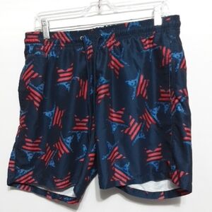 Free Planet Navy and Red Patterned Swim Trunks